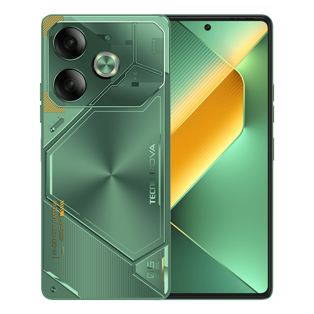 LI7 POVA 6 256+12 Comet Green, 6.78" Asahi Glass, 20:9, 2436 x 1080 Mpix, 2.2GHz, 8 Core, 12GB RAM, 256GB, up to 1TB flash, 108Мп+AI/32Мп, 2 Sim, 4G, BT v5.3, WiFi 802.11 b/g/n, GPS/AGPS, GLONASS, NFC, Type-C, 6000mAh, Android 14, 225g, 165,5 ммx76.13 ммx